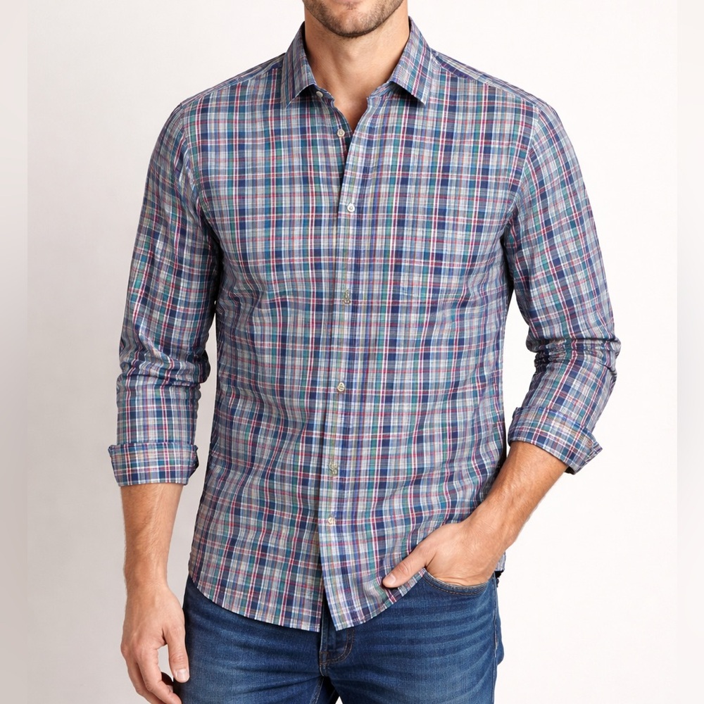 NWOT UNTUCKit Men's Green and Red Plaid Shirt